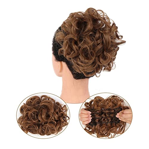 Bun Haarteile Kämme Clip-in-Pferdeschwanzverlängerungen for Frauen, unordentliches, lockiges Haar, Duttverlängerungen, synthetisches Hochsteckfrisur-Haarteil, Chignons, leicht dehnbares Haar Brötchen-