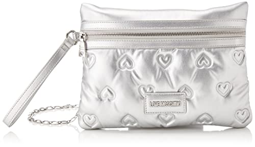 Love Moschino Damen Borsa Pu Embossed Argento Umhngetasche, Silber/schwarz