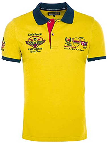 Karl's People Herren Poloshirt mit hochwertigen Stick Details Menswear Fahsion T-Shirt Polo 6681 (L, Gelb)