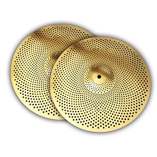 ZUOMU Silent Cymbals 33 cm Hihats Silber oder Goldene Legierung für Trommel-Set (Farbe: Gold)