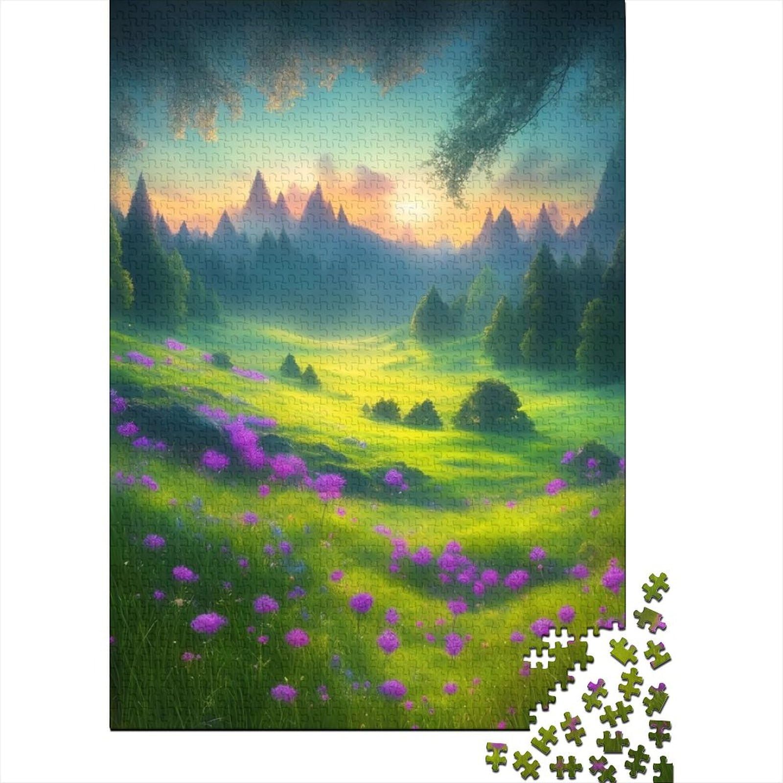 1000-teiliges Puzzle „Bunte Wiese“, Puzzle für Erwachsene, Teenager, Puzzle für Erwachsene, Lernspiel, Herausforderungsspielzeug (75 x 40 cm)