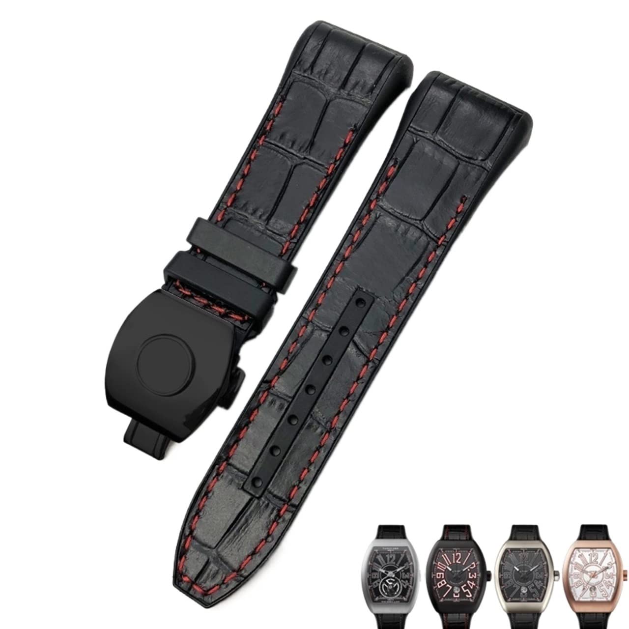 NEYENS Uhrenarmband für Franck Muller, 28 mm, Rindsleder, Silikon, Nylon-Gummi, Faltschnalle, Uhrenarmbänder für Herren, 28mm, Achat