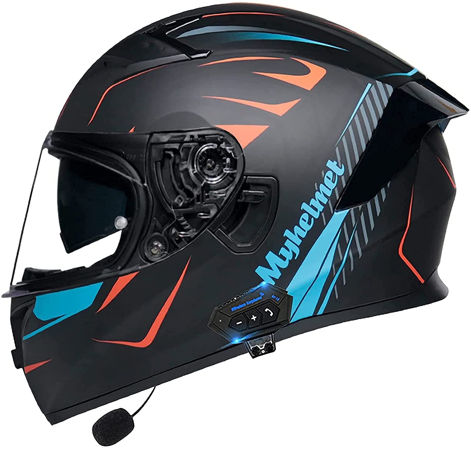 Klapphelm Bluetooth Motorrad-Helm Mit Doppelvisier Sonnenblende DOT/ECE-Zertifizierung Integralhelm Motorradhelm Klapphelm Fullface Rollerhelm Für Damen Herren Erwachsene (Color : M, Größe : Large)