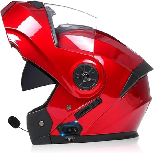 Integrierter Modularer Bluetooth-Motorradhelm Für Damen Und Herren, Integralhelme, Klapphelm Mit Doppelvisier-Motorradhelmen, DOT/ECE-Geprüft I,S 55~56CM