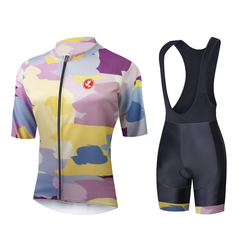 UGLY FROG Milchfaser Radsport Anzüge Herren Kurzarm Trikots+Bib Kurze Hosen Gel Pad Summer Cycling Kit Triathlon Clothes für Radsport Rennrad Einzigartig Designs