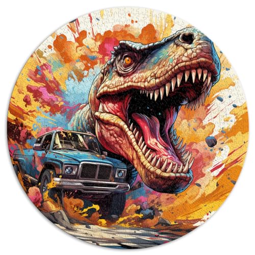 Puzzle zum Verschenken, Dinosaurier- und Offroad-Puzzle für Erwachsene, 1000 Teile, 67,5 x 67,5 cm, Lernpuzzle mit passendem Poster und Wissensblatt