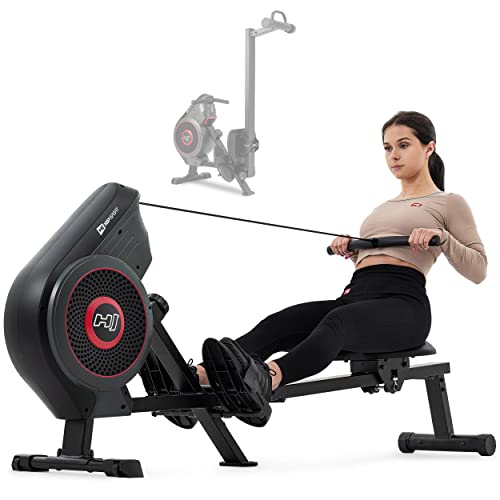 Hop-Sport Luft-Rudergerät HS-065AR Air Rower Brustgurt-kompatibel Rudergerät für Zuhause 8 Widerstandsstufen klappbar