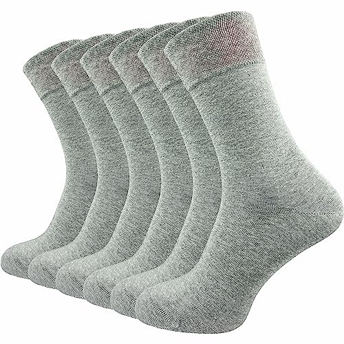 Damen & Herren Premium Socken (6 Paar) | Komfortbund ohne drückende Naht | Business & Freizeit (43-46, hellgrau)