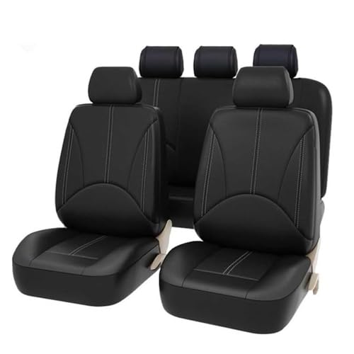 CutuLi Auto Sitzbezüge Sets FüR Nissan Navara NP300/D23 2015-2018, Leder Komplett-Set Autositzbezüge Wasserdicht Atmungsaktiv Auto Innenraum Zubehör,A/Black