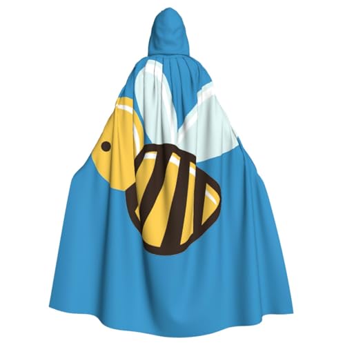 WURTON Eleganter Kapuzenumhang mit Cartoon-Bienen-Druck, für Halloween, Karneval, Mottopartys, Cosplays, Erwachsene, Unisex