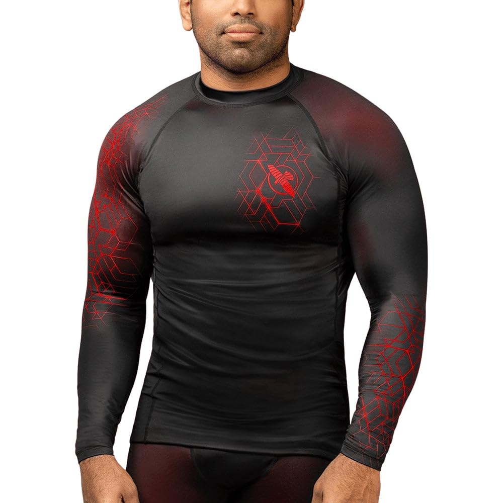 Hayabusa Geo Long Sleeve Rashguard - schwarz/rot