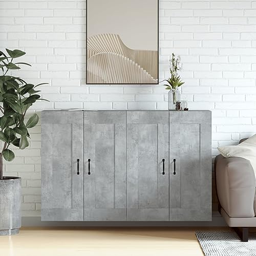 Wandschränke 2 Stk. Betongrau Holzwerkstoff,Praktischer und dekorativer Wandschrank für mehr Stauraum und eine elegante Einrichtung