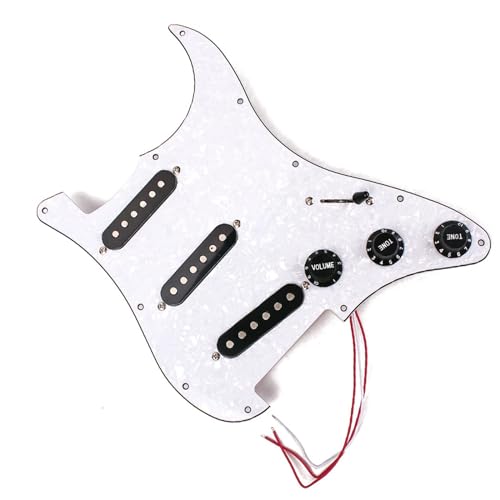 Standard-Pickguard-Tonabnehmer SSS E-Gitarren-Schlagbrett-Tonabnehmer mit Leiterplatte, weißes Schlagbrett, schwarzes Tonabnehmer-Set