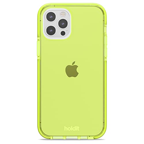 Holdit Transparent Hülle für iPhone 12/12 Pro (6,1") - Vergilbungsfrei TPU hülle - Flexiblem und Durchsichtige Handyhüllen in Getönter Farbe - Crystal Clear - Acid Green