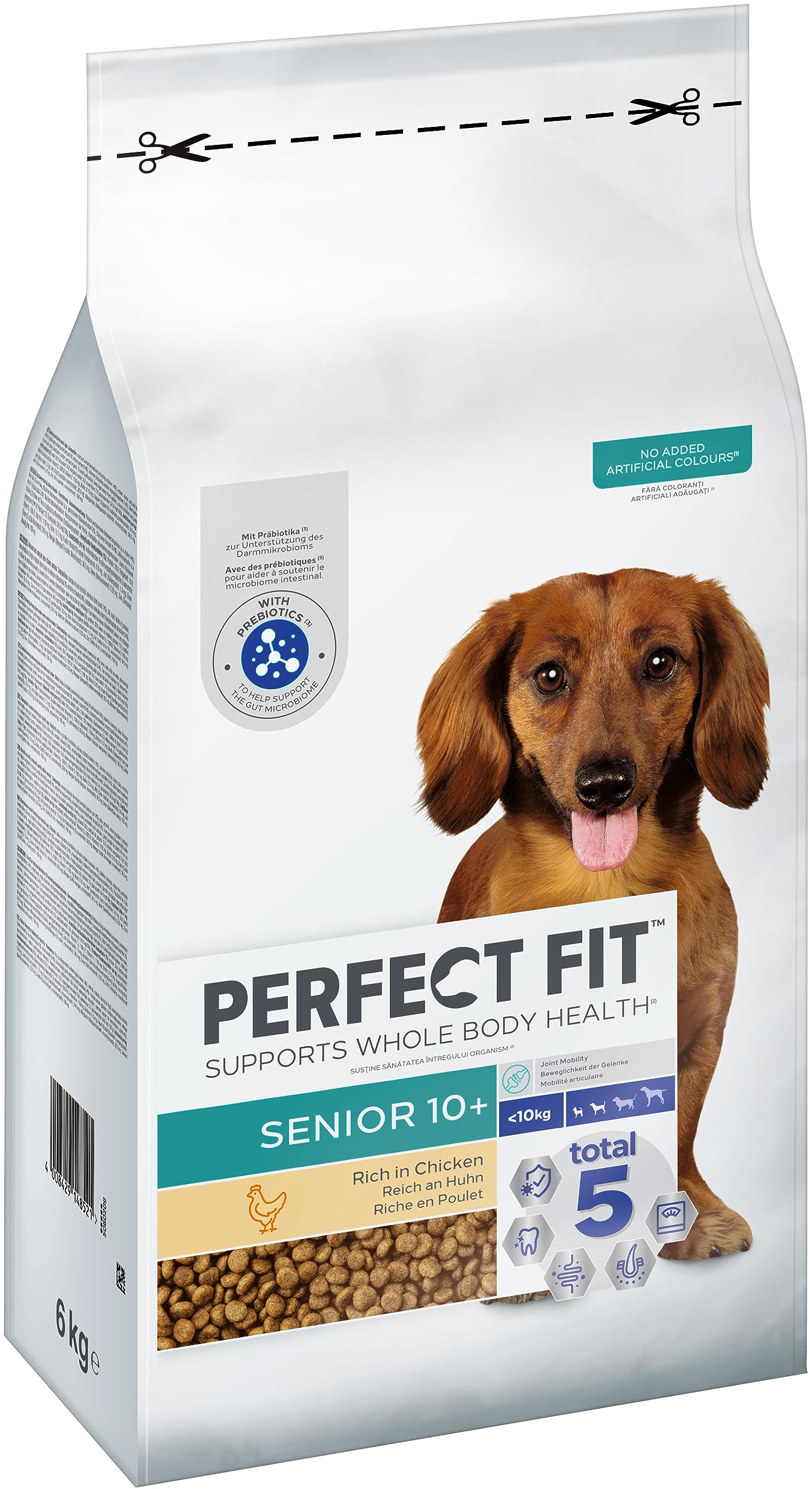 Perfect Fit Senior 10+ Trockenfutter für kleine (<10kg) ältere Hunde ab 10 Jahren, 6kg (1 Beutel) – Premium Hundefutter trocken reich an Huhn zur Förderung der Mobilität