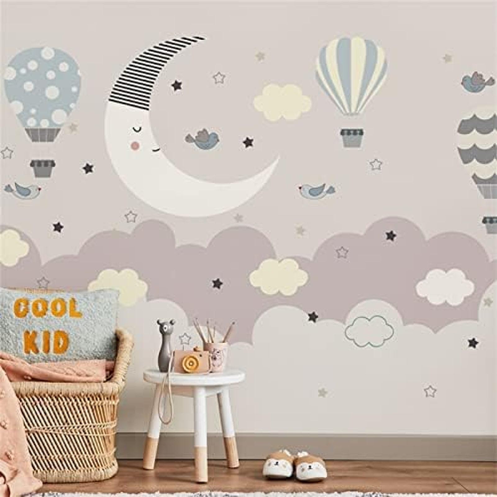 XLMING Cartoon Warm Mond Mädchen Kinderzimmer 3D Tapete Wohnzimmer Sofa Schlafzimmer Esszimmer Home Dekoration Wand-200cm×140cm