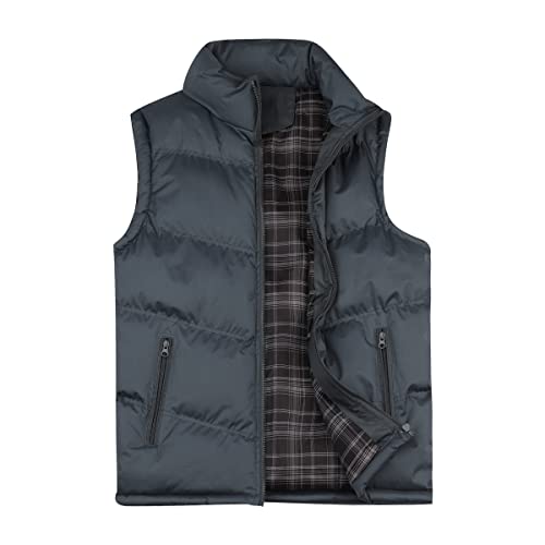 YOUTHUP Herren Steppweste Dicke Freizeit Winterweste Bodywarmer Outdoor Wärme Gilet Stehkragen, Blau, S