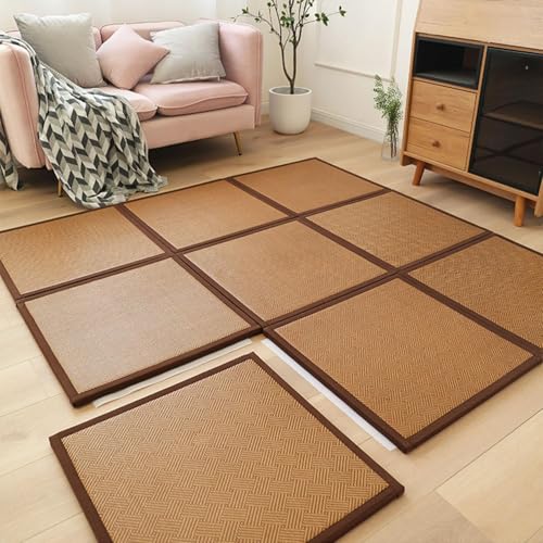 Japanische traditionelle Tatami-Matte, zusammenklappbar, Rattan, traditionelle Tatami-Matte, Rutschfester Teppich, Rattan-Fußmatten, faltbar, atmungsaktiv, Schlafmatte mit Aufbewahrungstasch