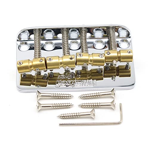 1 Satz Gitarrenbrücke 4 String Bass Bridge Messing Sattelstahlplatte Für E-Gitarre Tune-o-matic Steg (Color : Chrome)