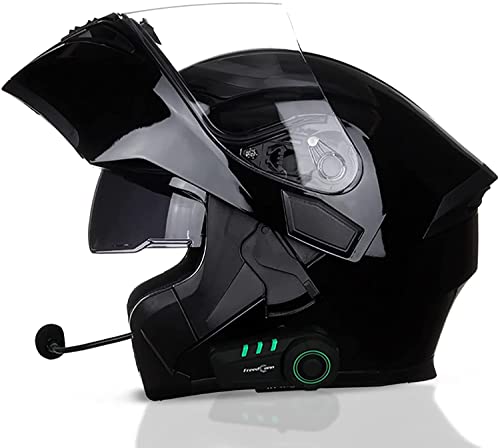 Motorradhelm-Bluetooth-Helm Motorrad Klapphelm Damen Und Herren,DOT/ECE Zertifiziert Motorradhelm Integralhelme Mit Doppelvisier,Integriert Mikrofon Für Automatische Reaktion