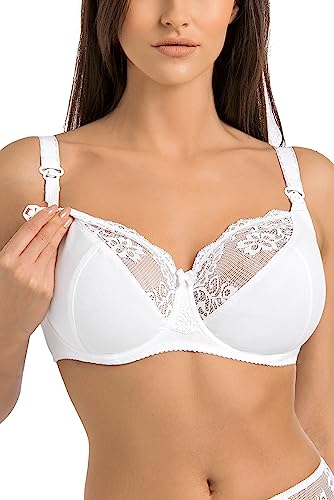 Teyli Damen Baumwolle Mutterschaft Still-BH Sanft mit Bügel Eco Anastasia Mama, Schwarz, 42G