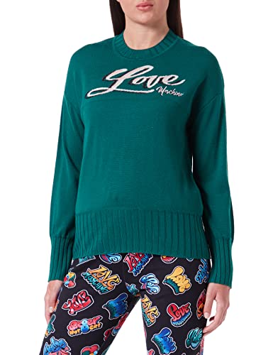 Love Moschino Damen Comfort Fit Long-sleeved pullover, Grün, 44 EU