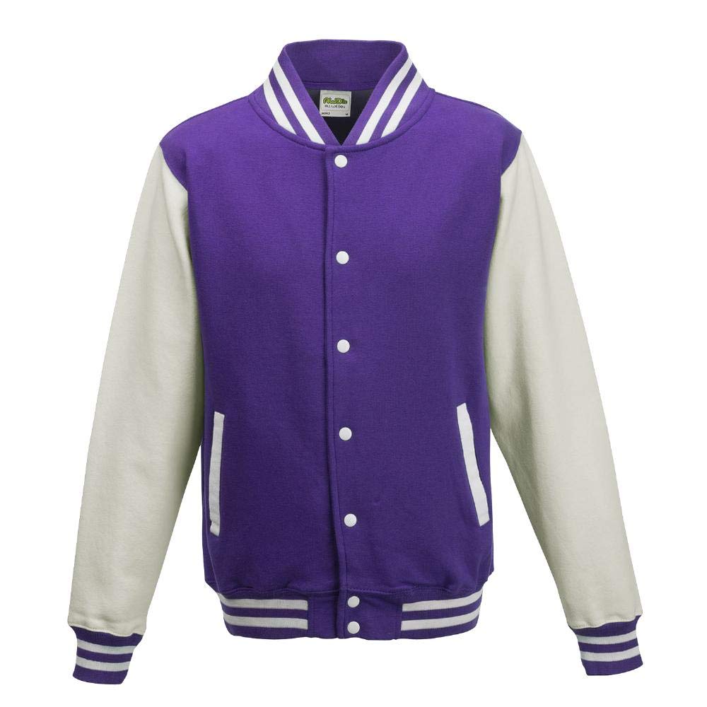 Just Hoods College Jacke 'Varsity Jacket, violett/weiß, XXL