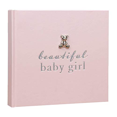 Widdop Fotoalbum für Babys, 1,8 x 1,2 m, mit silberfarbenem Teddy-Aufsatz, für Mädchen