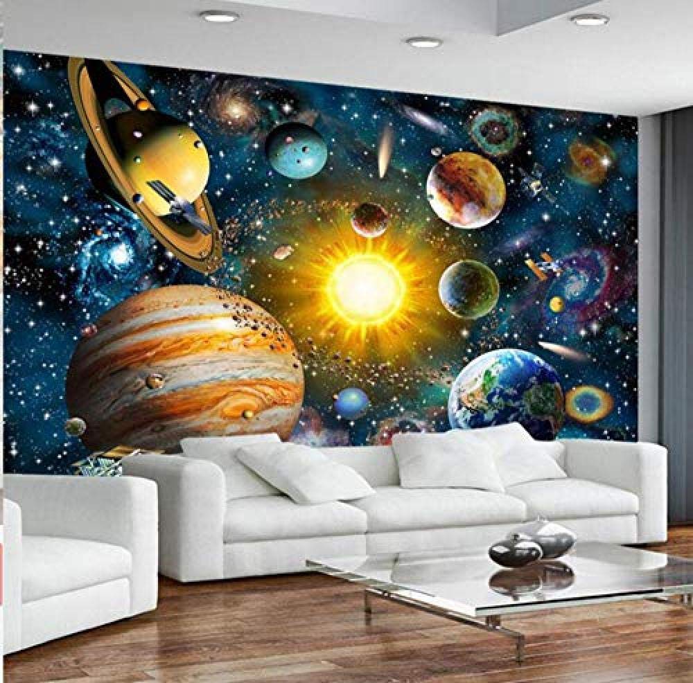 ZZXIAO Fototapete 3D Weltraum Universum Sternenhimmel Kinder Schlafzimmer Wandbilder Moderne Cartoon Hintergrund Wand fototapete 3d effekt tapete Wohnzimmer Schlafzimmer Hintergrundbild-400cm×280cm