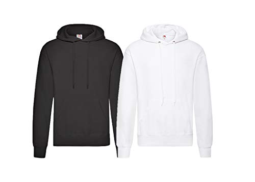 Fruit of the Loom - Kapuzen-Sweatshirt 'Hooded Sweat' M,2er Schwarz/Weiss