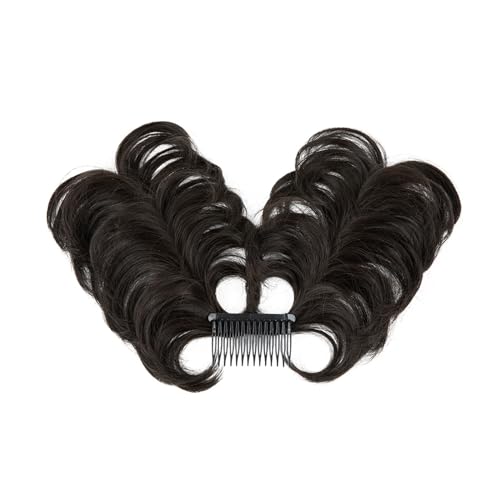 Haarteile Haarknoten Synthetisches, unordentliches Dutt-Haarteil, seitlicher Kamm, Clip-in-Haarknoten, natürlich, gerade, vielseitig, verstellbare Stile, Haarteil for Frauen Brötchen Haare(Black Brown