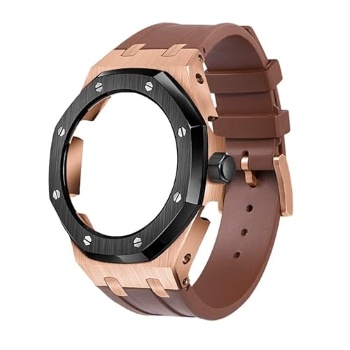 IOTUP GA2100/2110 Uhrenarmband aus Gummi und Edelstahl-Metallgehäuse, kompatibel mit GA2100/2110, verbesserte Metalllünette, Fluorkautschuk-Armband, Einheitsgröße, Achat