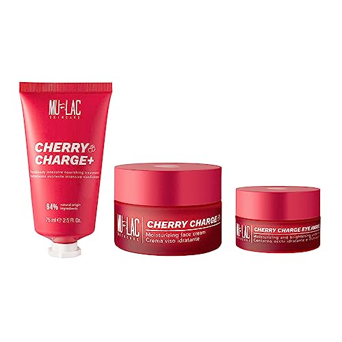 Mulac Cosmetics Cherry Charge Eye AWAKE Feuchtigkeitsspendende Augenkontur 15 ml + Cherry Charge Nährende Gesichtscreme 50 ml + CHERRY CHARGE + Nährende Gesichts- und Körperbehandlung 75 ml VEGAN