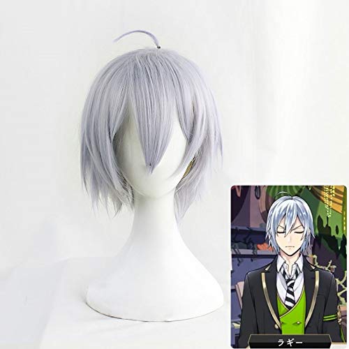 LINLINCD Cosplay wig Twisted-Wonderland Silber Cosplay Perücken Kurze hitzebeständige synthetische Haarperücke für Karneval Halloween+kostenlose Perückenkappe