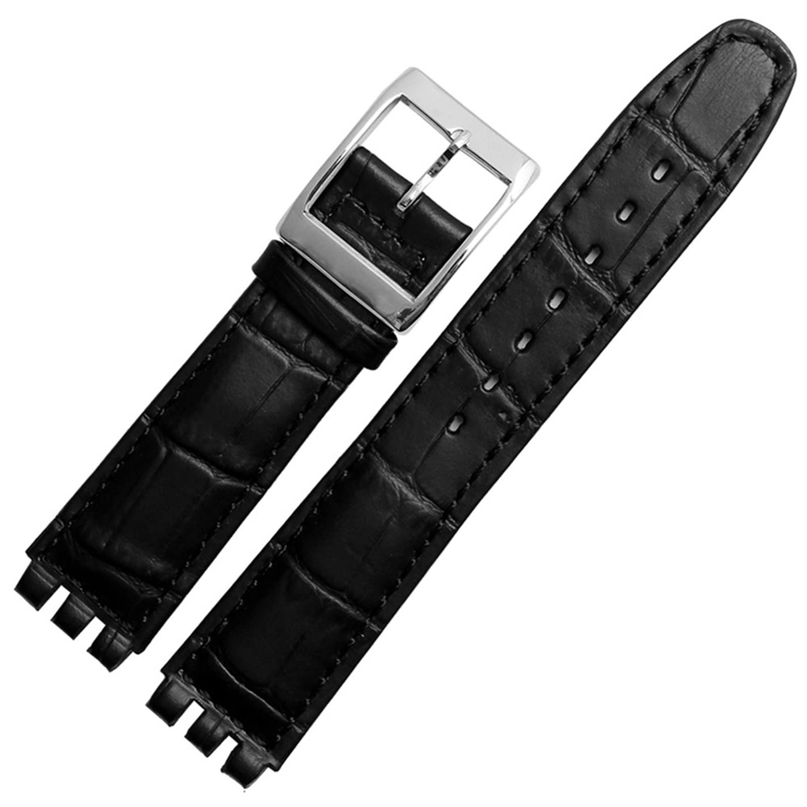 NEYENS 17 mm 19 mm echtes Kalbsleder-Armband für Swatch-Uhrenarmband Herren und Damen, Alligator-Muster, Uhrenarmband, Zubehör, 17 mm, Achat