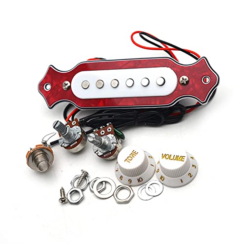 Schallloch-Tonabnehmer Für Akustikgitarre, Vorverkabelter Tonabnehmer, Töpfe, Knöpfe, Jack, Schallloch-Tonabnehmer Austausch des Gitarren-Tonabnehmers (Color : Crimson)