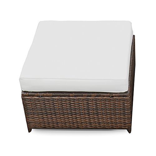 XINRO® (1er Polyrattan Lounge Hocker - Gartenmöbel Hocker Rattan - durch andere Polyrattan Lounge Gartenmöbel Elemente erweiterbar - In/Outdoor - handgeflochten - braun