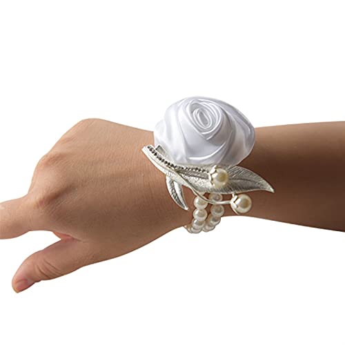 Ein Armband mit Blumen, ein Handgelenk mit Blumen Frauen Hochzeit Braut Brautjungfer Perle Handgelenk Blume Armband Boutonniere Braut Handgelenk Corsage Hochzeit Zubehör (Color : 1)