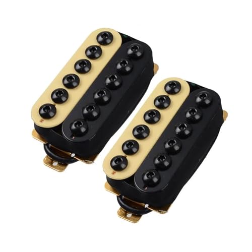 Einstellbare Metall-Doppelspulen-Tonabnehmer Für E-Gitarre, Humbucker-Punk-Steg Und Hals e gitarren tonabnehmer (Color : Black with off white)