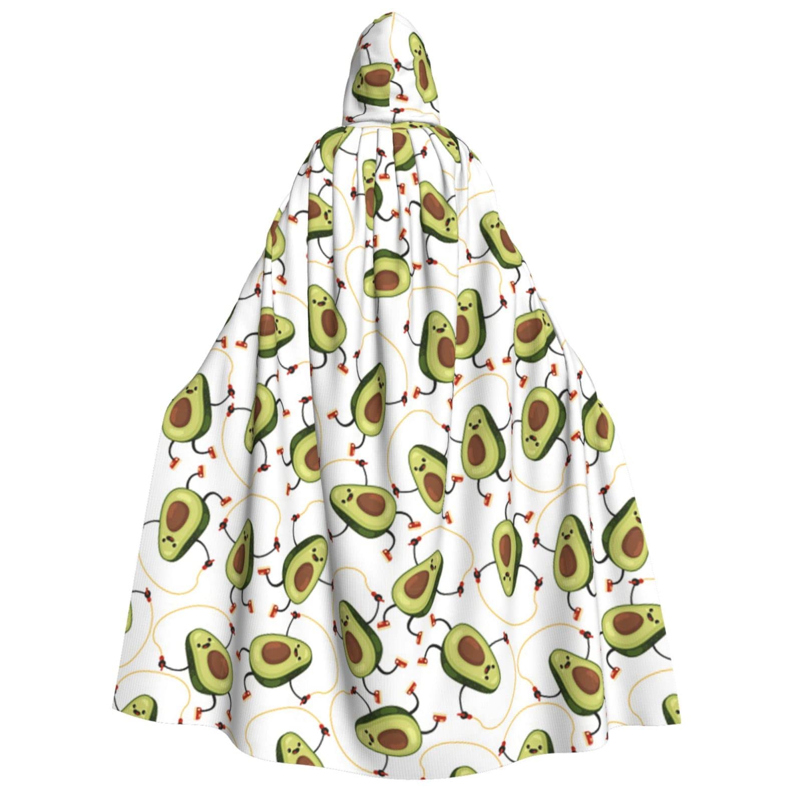 WURTON Kapuzenumhang mit lustigem Cartoon-Avocados-Druck, Unisex, für Halloween, Karneval, Cosplay, vielseitig, Erwachsenen-Kapuzenumhang