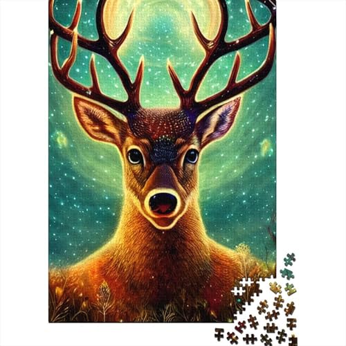 Fairy Deer Puzzle für Erwachsene, 1000 Teile, Holzpuzzle für Erwachsene, Teenager-Puzzle für Erwachsene, Lernspiel, Herausforderungsspielzeug, 75 x 50 cm