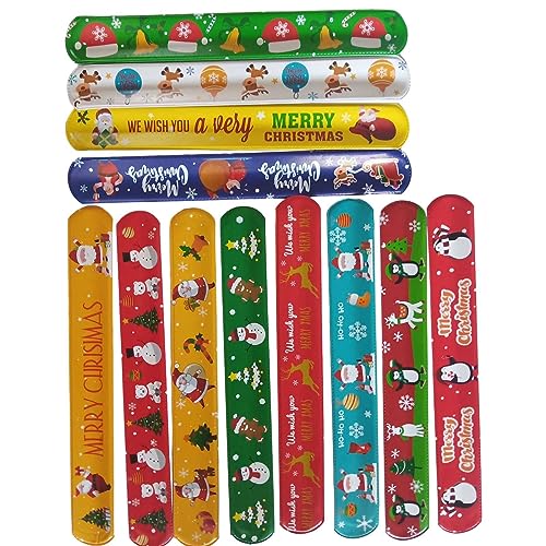 Mllepjdh Zufällige Weihnachts-Armbänder, spannende Armbänder für Kindergeburtstag, Party, sicheres Dekor-Zubehör, Slap Bands für Kinder