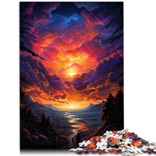 Puzzles, farbenfroher Fantasie-Sonnenuntergangsfluss, 1000-teiliges Holzpuzzle, lustige Aktivitäten zu Hause, Geburtstagsgeschenk, Reisegeschenke, 1000 Teile (50 x 75 cm)