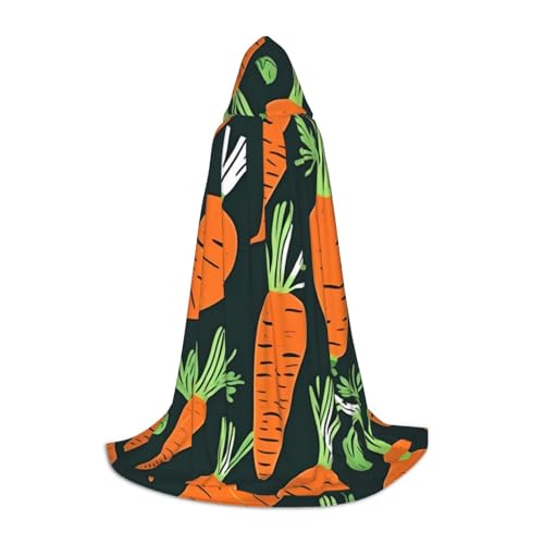 WURTON Happy Carrot nahtloser Musterdruck Halloween Kapuzenumhang Renaissance Gothic Umhang für Cosplay Kapuzenumhang Unisex