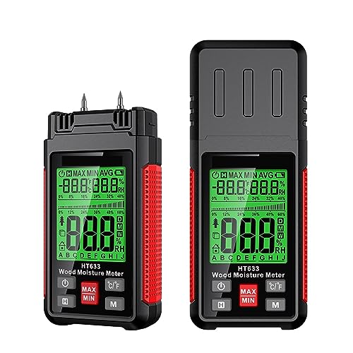 Feuchtigkeitsmesser HT633 Digitales Holzfeuchtemessgerät, professionelles 0~57% Holzhygrometer, tragbares Werkzeug, LCD-Display, Holzfeuchtigkeitsdetektor Feuchtigkeitsmesser