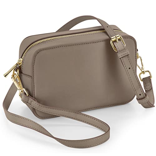 noTrash2003 Damen Handtasche Mädchentasche Bodybag Crossbag Umhängetasche in Pastellfarben mit auswechselbarem Tragegurt (Taupe)