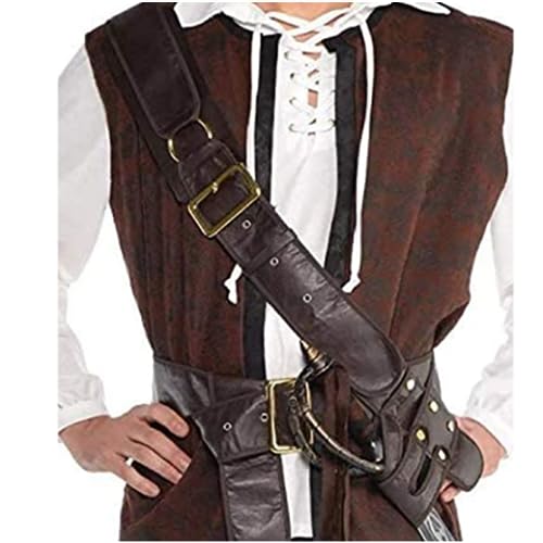 MDFCZXP Mittelalterliche handgewebte Vintage Umhängetasche Schwert Holster Herren Schwert Holster Sling Frosch,Braun,10cm