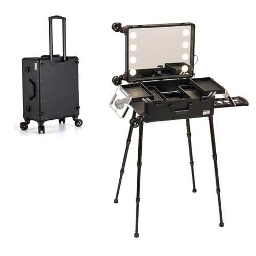 Kosmetikkoffer Aluminium, Kosmetikkoffer Schminkkoffer Kosmetik Make up Organizer Koffer Multikoffer Etagenkoffer, Pilotenkoffer Beauty Case Reisetrolley Friseurkoffer Kosmetik Trolley (Size : B(with