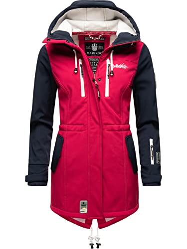 MARIKOO Damen Softshelljacke Parka Übergangsjacke Regenjacke Jacke mit Kapuze Zimtzicke Fuchsia - Navy Gr. XS