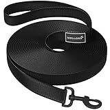 WELLGRO Schleppleine für Hunde mit Handschlaufe 3m / 5m / 10m / 15m / 20m / 25m / 30m Hundeleine robust Nylon Metallkarabiner Trainingsleine, Größen:25 Meter